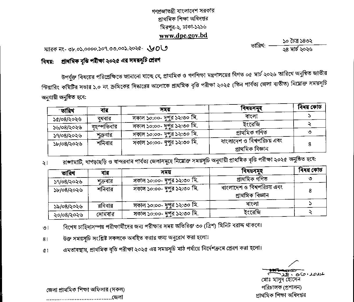 Primary Scholarship Exam 2025 Routine